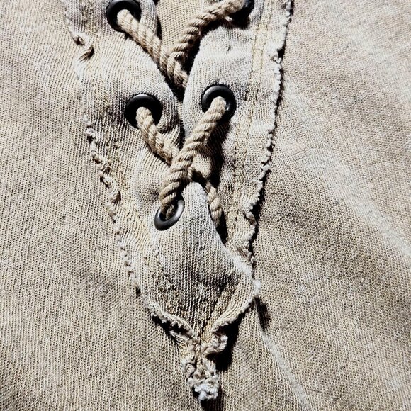 We The Free Women’s Lace-Up Tee Brown S Oversized Grunge Utility Streetwear - Picture 7 of 10